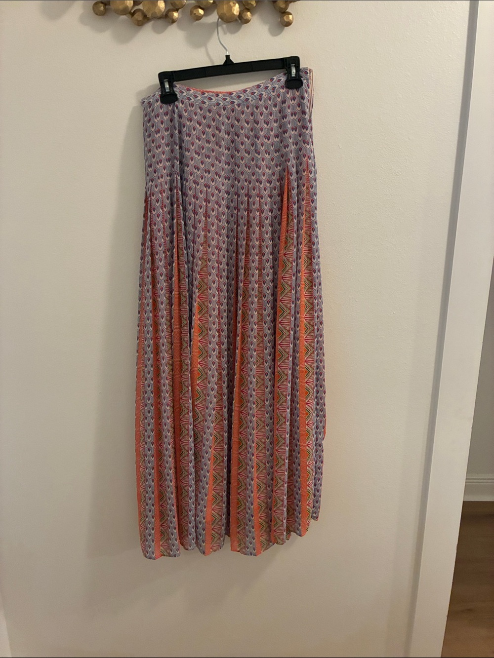 Maeve Coral and Lavender Printed Maxi Skirt